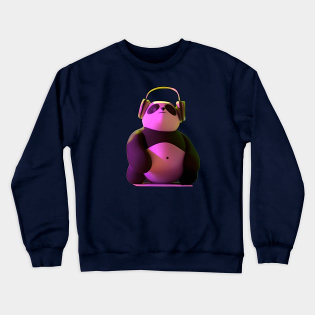 Asocial Synthwave Panda (Transparent) Crewneck Sweatshirt by pandas doing stuff